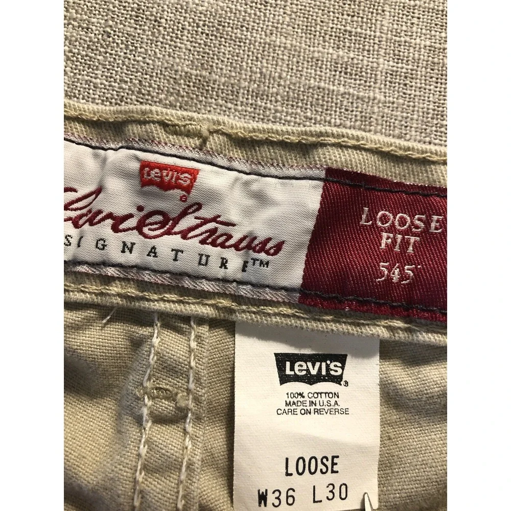 Vintage Levis Jeans Men 36x30 Tan Loose Fit 545 90s Y2K Made in USA
